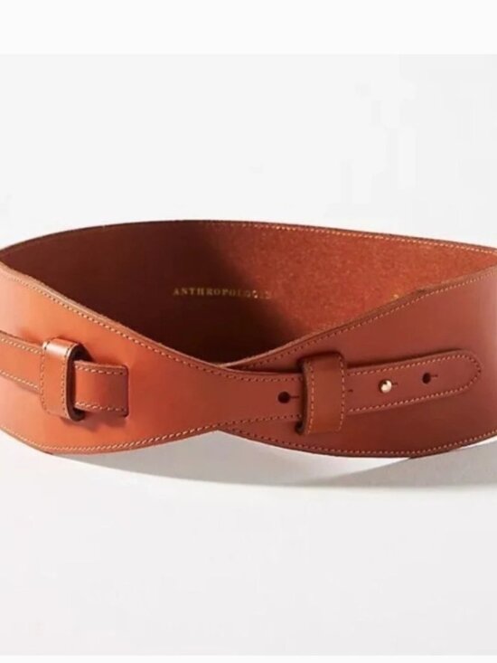 NWT Anthropologie Wide Corset Belt in Cedar Brown main image 7